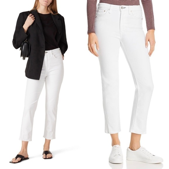 RAG & BONE High Waist Stretch Denim Ankle Slit Crop Straight Cigarette Jeans 31 - Picture 6 of 15